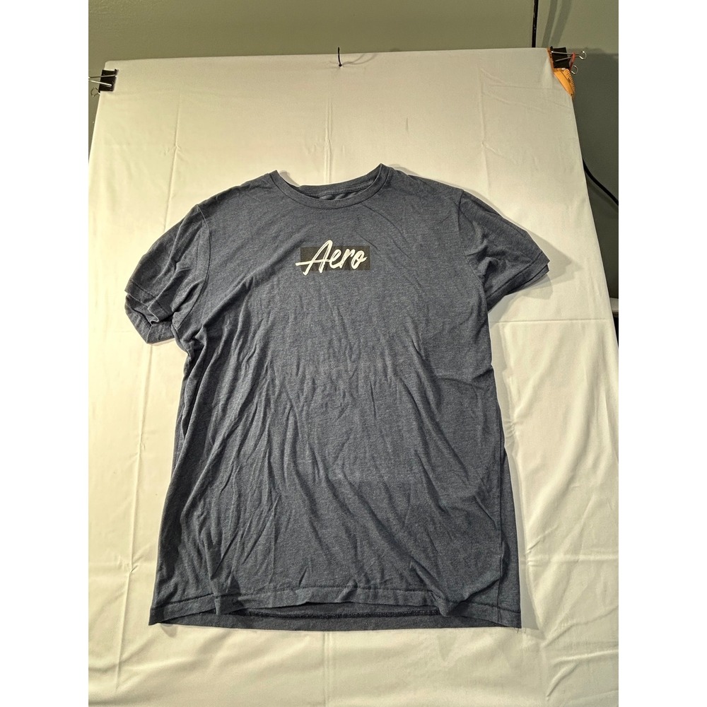 Aeropostale Mens XL Blue Heathered Graphic T-Shirt Aero Box Logo Short Sleeve